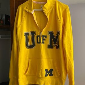 VS PINK - U of M - Michigan Quarter Zip - Sz M